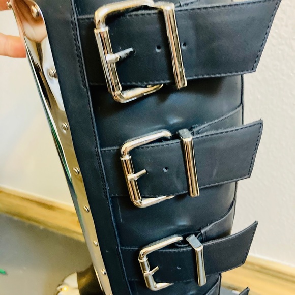 Dolls Kill Knee High Platform Buckle Boots - Picture 3 of 4